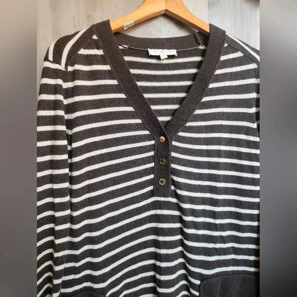 Tory Burch Women's Felicia Tunic Striped Wool Cashmere Blend Sweater LG - Picture 3 of 12